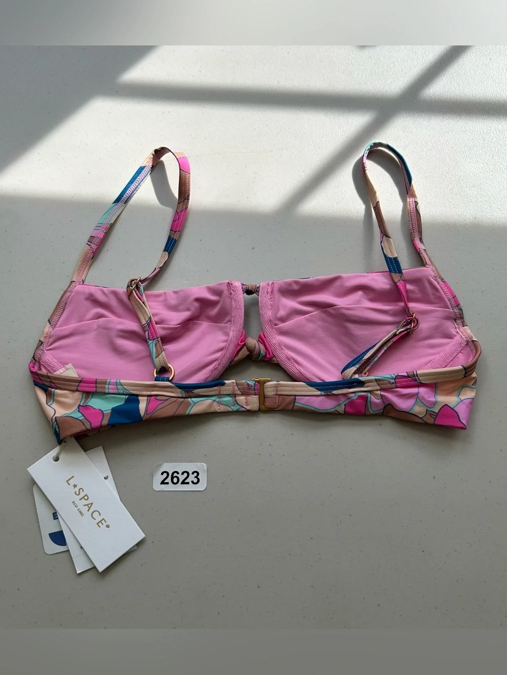 L*Space Eco Chic Rose Bikini Top Women's Size Small Sundazed Floral Swim